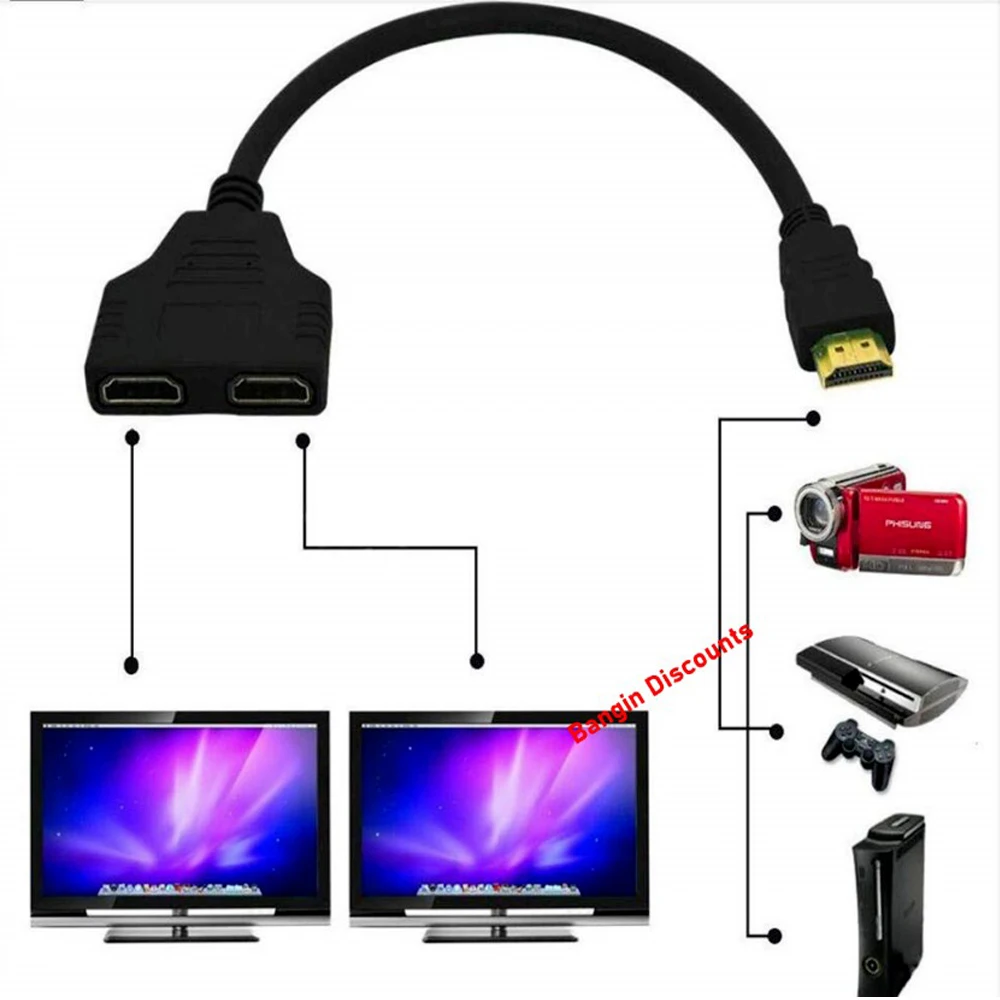 1 вход 2 HDMI-совместимый разветвитель кабель HD 1080P видео коммутатор адаптер