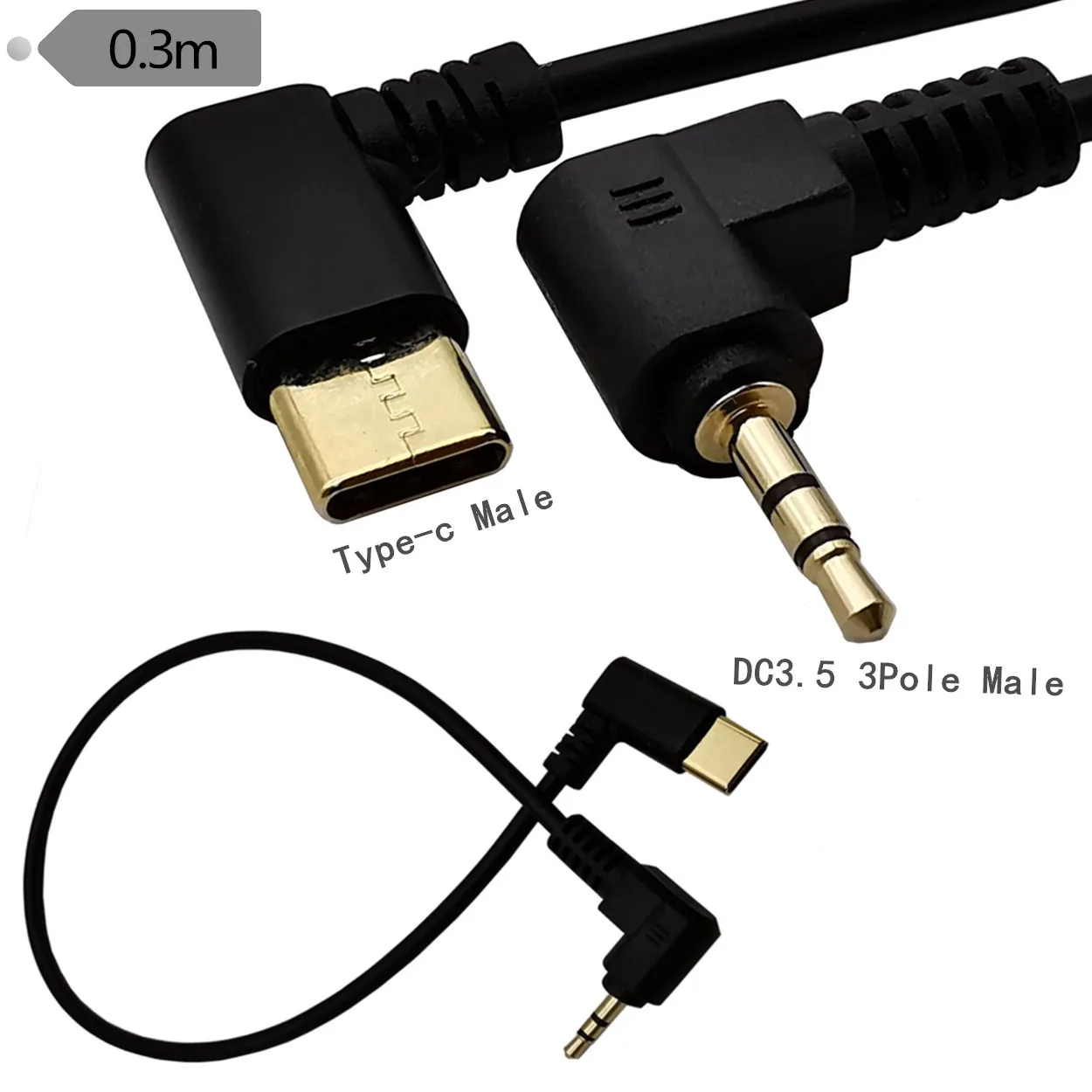 Gold-plated elbow Type-c to 3.5mm male audio adapter cable for mobile phone car AUX speaker headphone cable