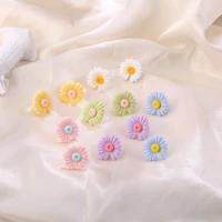 small daisy earrings korea simple contrast color cute little fresh girl heart stud earrings jewelry gifts