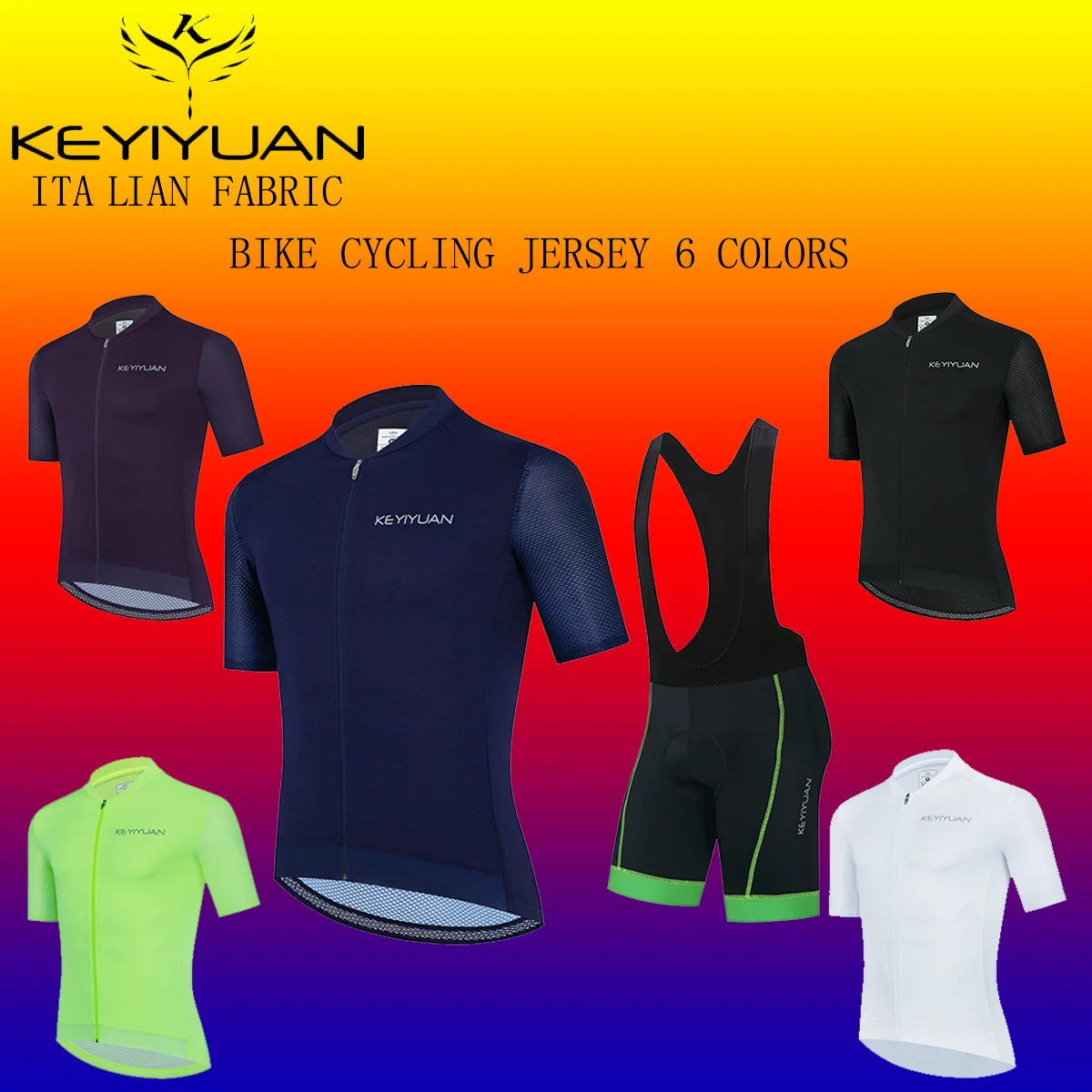 

KEYIYUAN Cycling Set Men Riding Jersey Set Summer Anti-UV Bike Set Breathable Bicycle Short Sleeve Suit Race Cycling Jersey Set