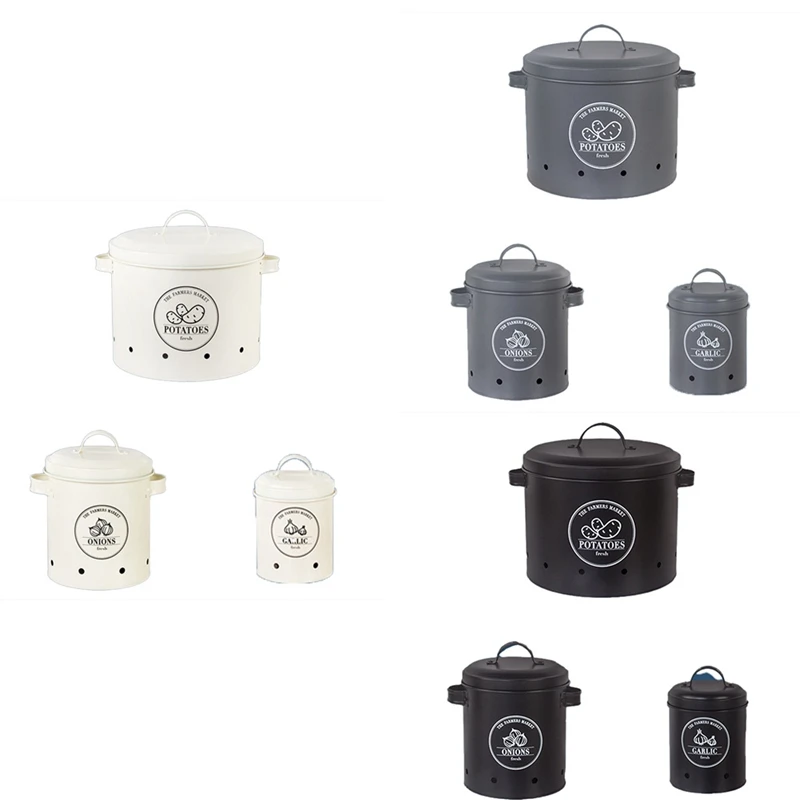 

3 Pcs Storage Box Potatoes Onions Garlic Bin Kitchen Food Container Buckets Breathable Metal Box Potato Bucket