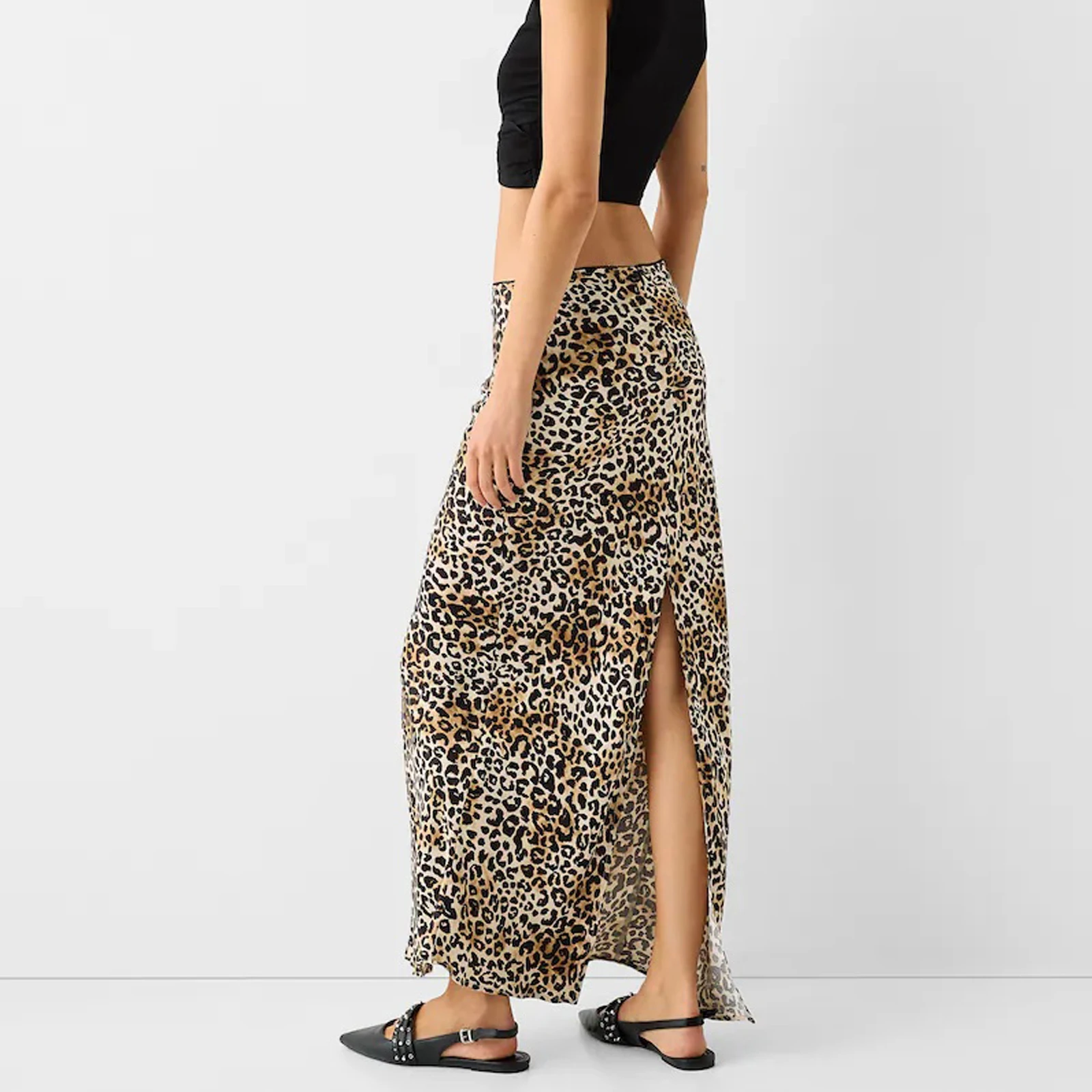 Юбка женская фатиновая с леопардовым принтом высокой талией