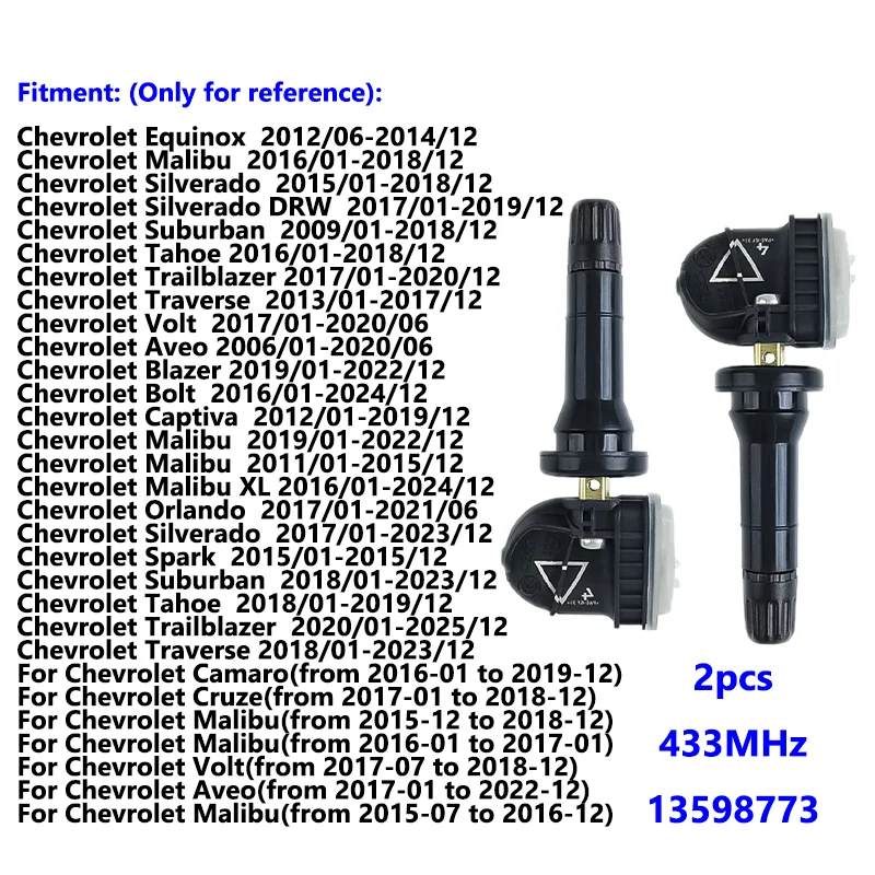 

Датчик давления в шинах TPMS 433 МГц для Chevrolet Cruze Malibu Silverado Equinox Impala Tahoe Volt Trailblazer 2015-2019 13598773