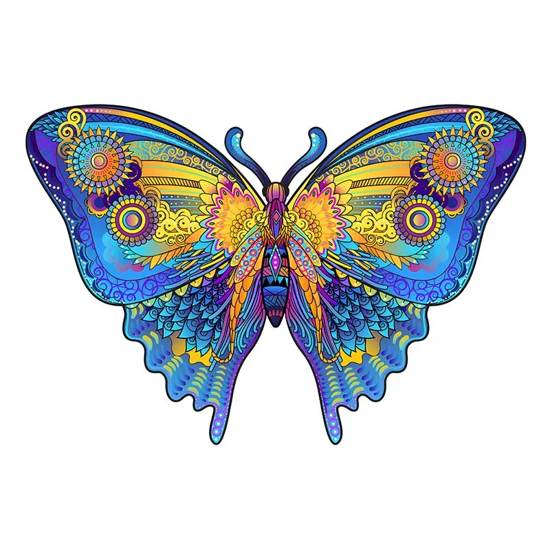 

Alien Shaped Piece Animal Wooden Puzzle Kids Montessori Toy Flower Ring Butterfly Special Gift Box Design Crafts Patience Game