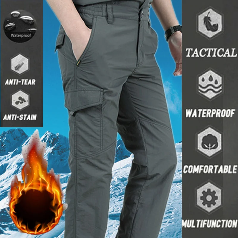

Мужские бархатные тактические брюки, повседневные армейские длинные брюки-карго, теплые быстросохнущие брюки в стиле милитари для осени и зимы, 2021