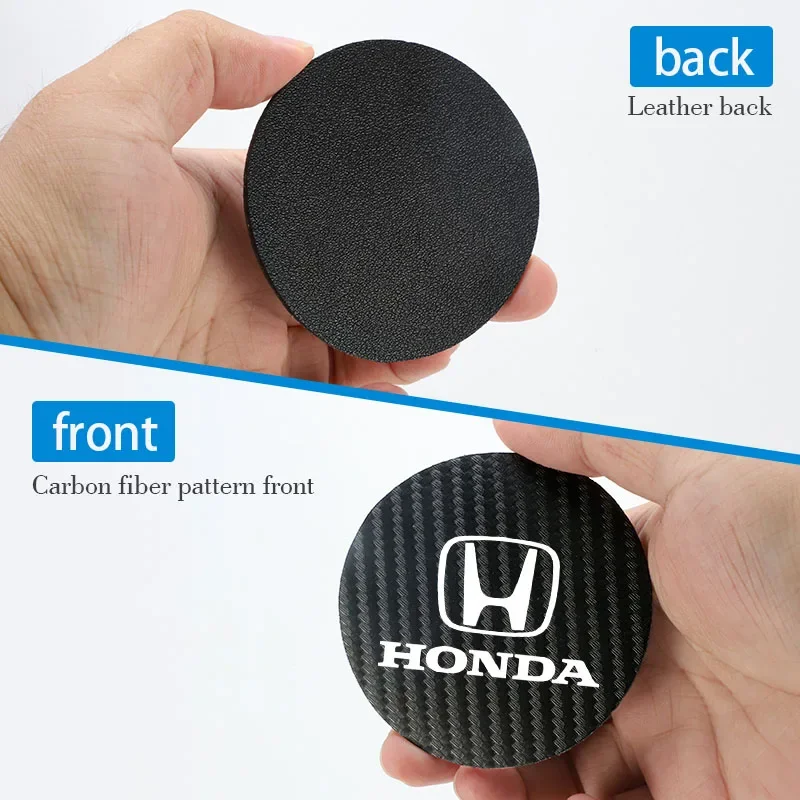 Фото Для Honda Civic Fit Jazz Accord Pilot CRV Odyssey Passport City 2 шт. Автомобильный коврик для чашки с водой из углеродистой кожи, противошумный коврик для подставки №4