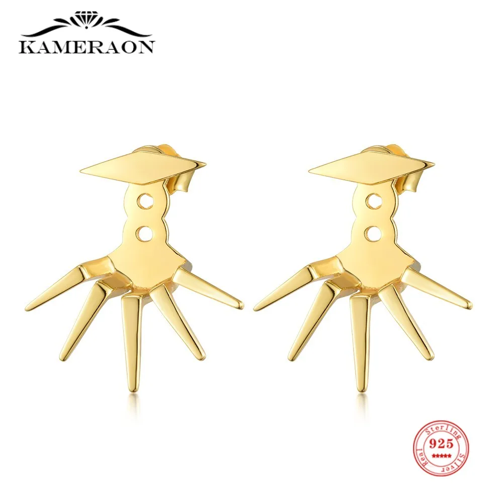 

2022 Fashion Spike Stud Earrings Sterling Silver S925 Jewelry Gold Color for Women Men Fashion Punk Cool Style Party Gifts