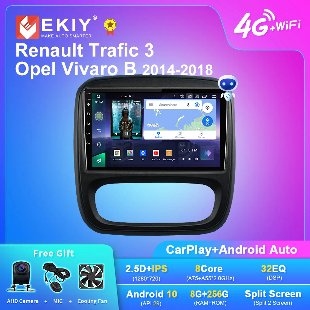 EKIY Q7 Android 10.0 Автомагнитола для Renault Trafic 3 Opel Vivaro B 2014-2018 Navi GPS 1280*720 Carplay