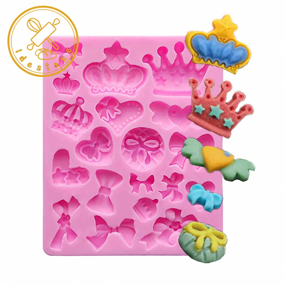 

Cartoon Crown Bow Tie Silicone Fondant Cake Mold Cupcake Jelly Candy Chocolate Cake Decoration Baking Tool Moulds Bakeware