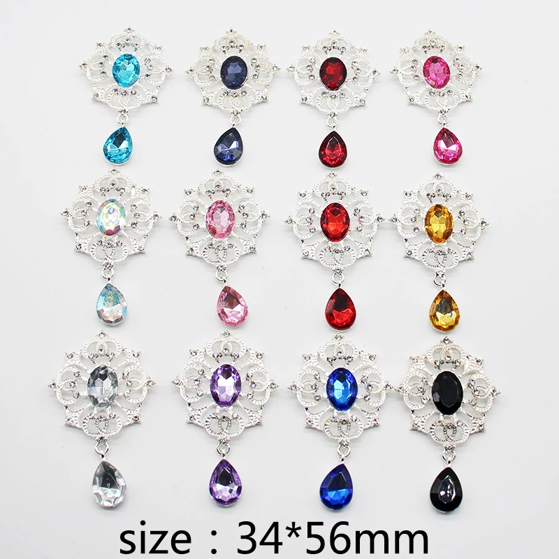 

34*56mm Flat Bottom Silver Alloy Pendant Jewelry DIY Clothing Hair Accessories Rhinestone Decoration Material