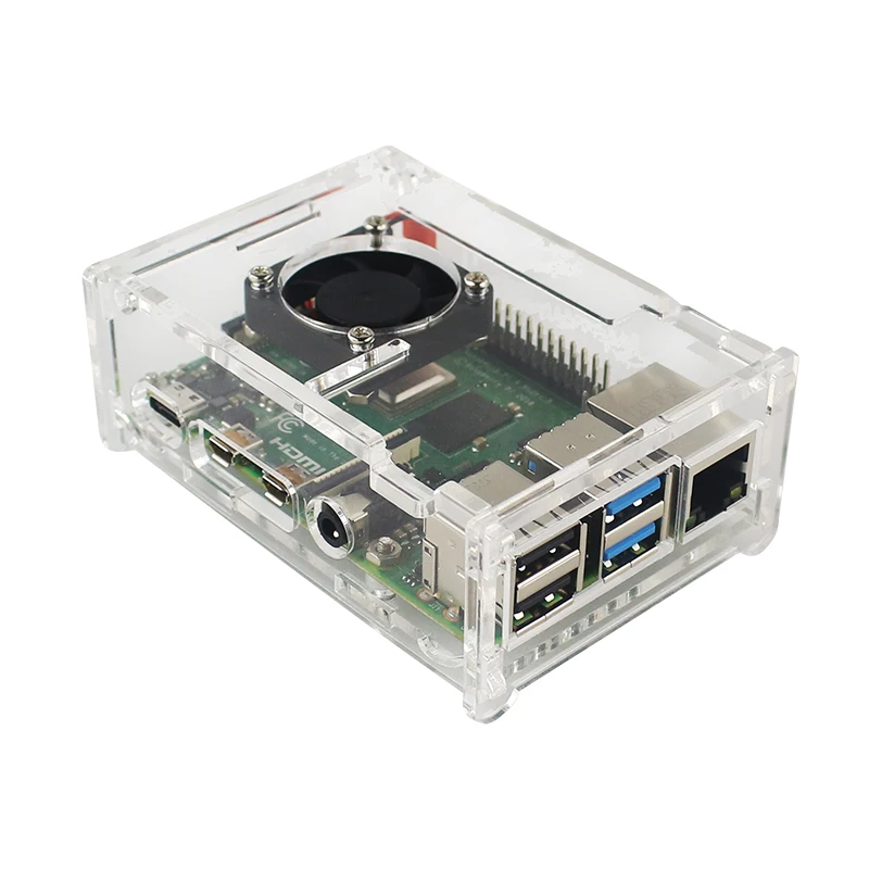 

Прозрачный акриловый чехол с охлаждающим вентилятором для Raspberry Pi 4 B