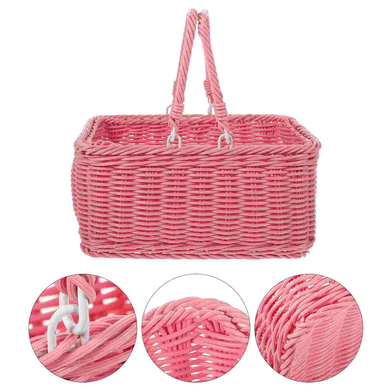 

Picnics Handheld Basket Plastic Food Containers Woven Picnic Basket Food Serving Basket Containers Fruit