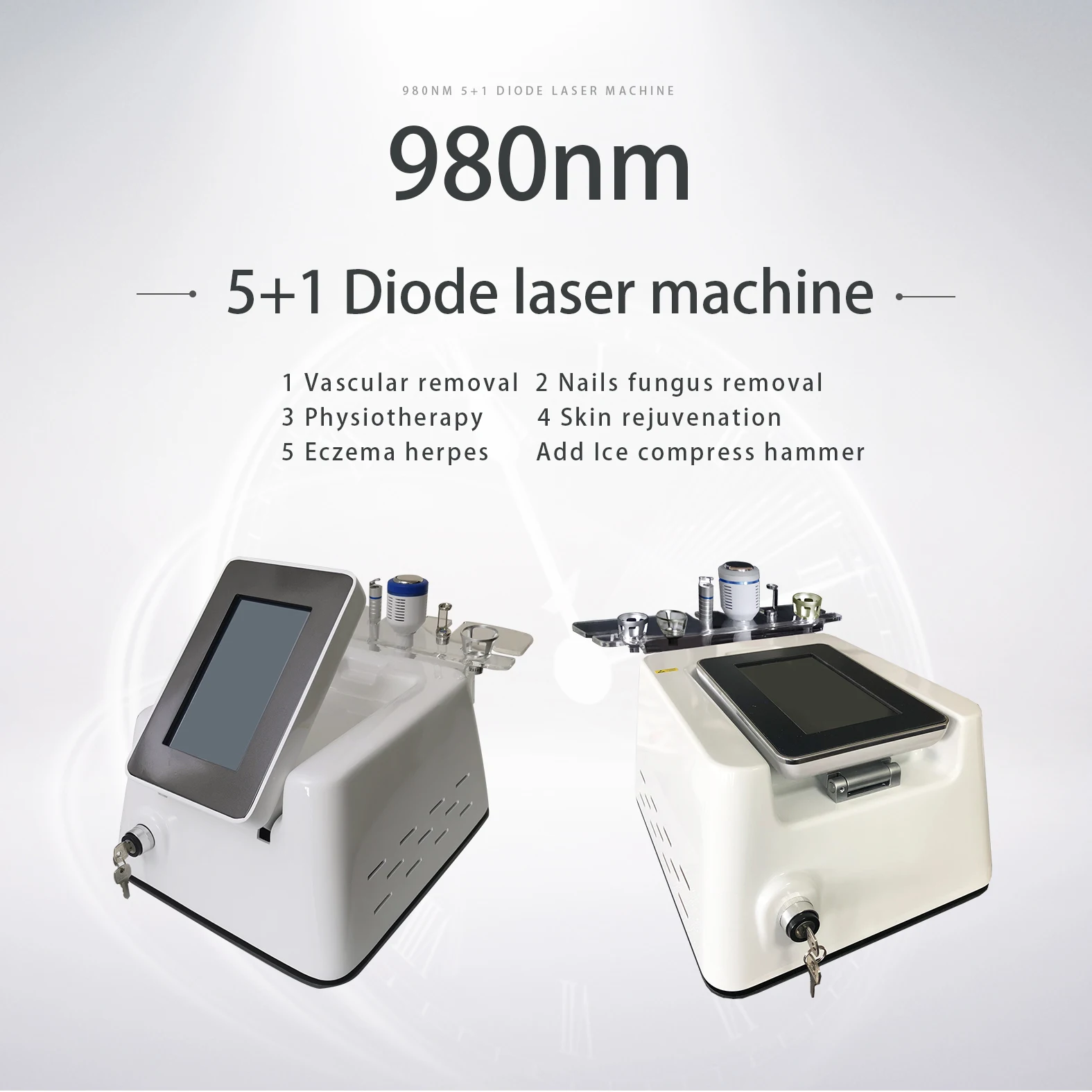 

5 In 1 980nm Diode Laser Spider Vein Red Vascular Removal Machine Nails Fungus Physiotherapy Skin Rejuvenation Machine