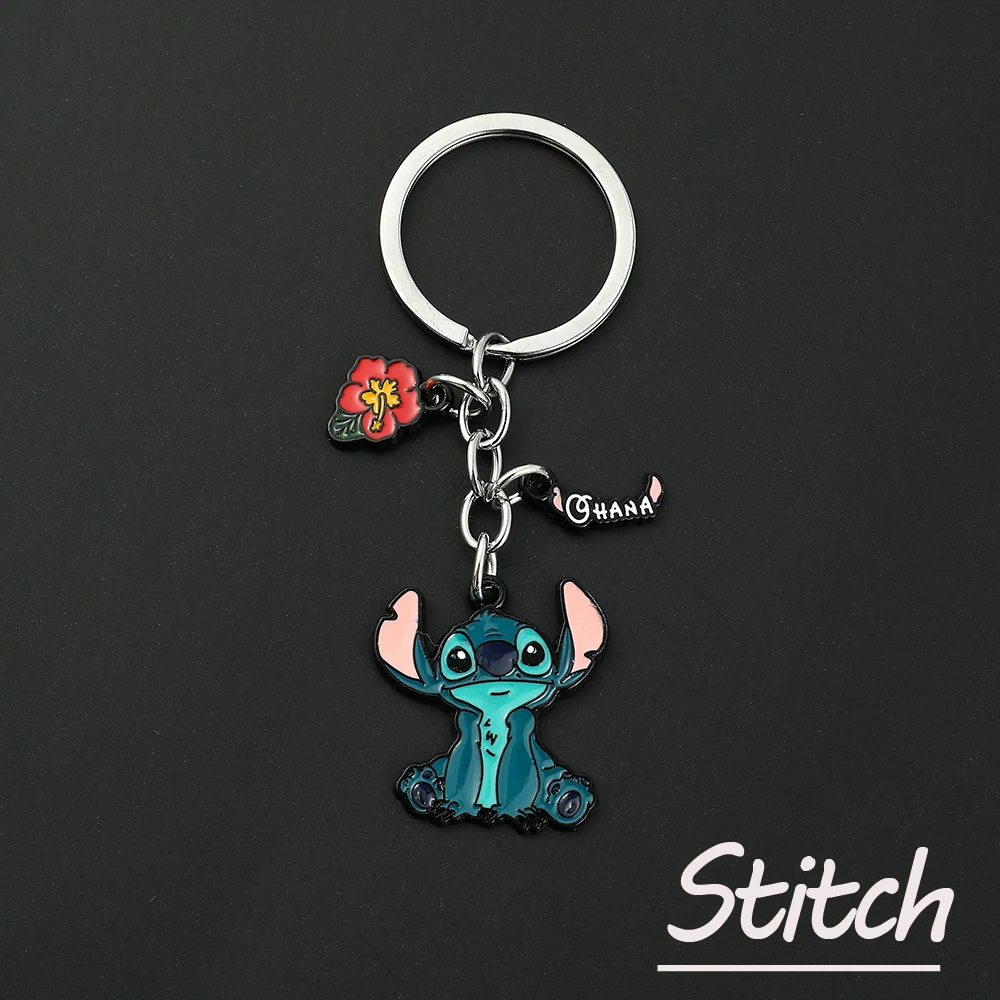 

Disney Anime Lilo & Stitch Figure Enamel Pendant Keychain Stitch Cute Keyrings for Car Key Backpack Handbag Fashion Accessories