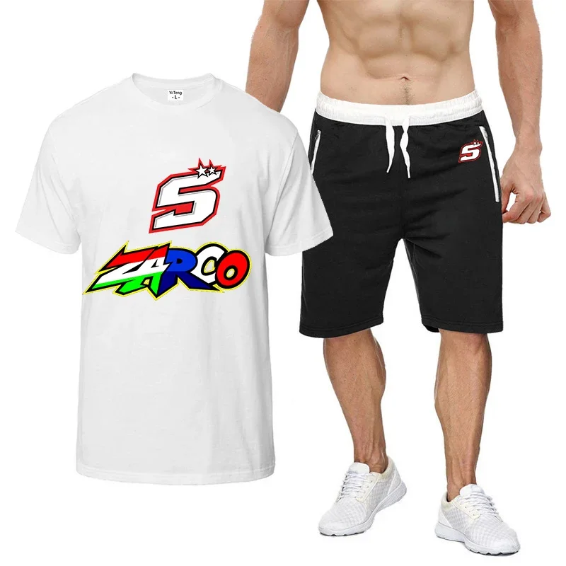 Мужской повседневный костюм Moto Rider JOHANN ZARCO No. 5 модная удобная футболка и шорты с