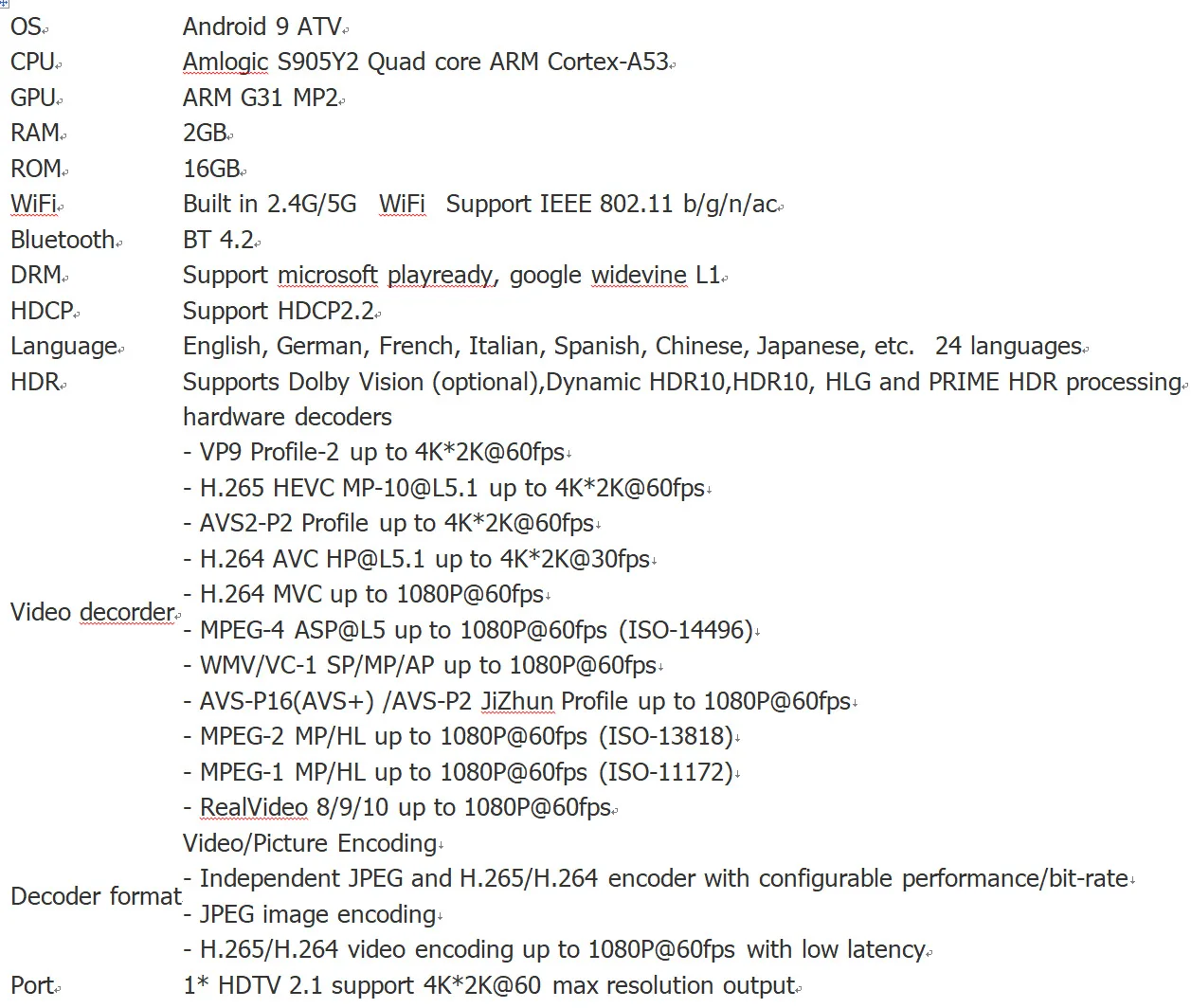 ТВ-приставка Amlogic S905Y2 четырехъядерный процессор 4K двухдиапазонный поддержка Wi-Fi