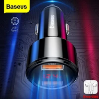 baseus 45w car charger qc 4 0 3 0 supercharge scp samsung afc quick charge fast pd usb c portable phone charge for xiaomi huawei