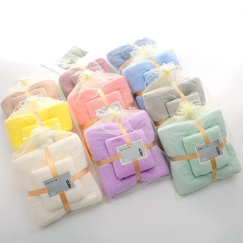 

Solid Towel Set Coral Velvet Bathroom Bath Face Bath Towel Home Daily Water Beach Towel Shower Water Absorbent Quick-drying 2022