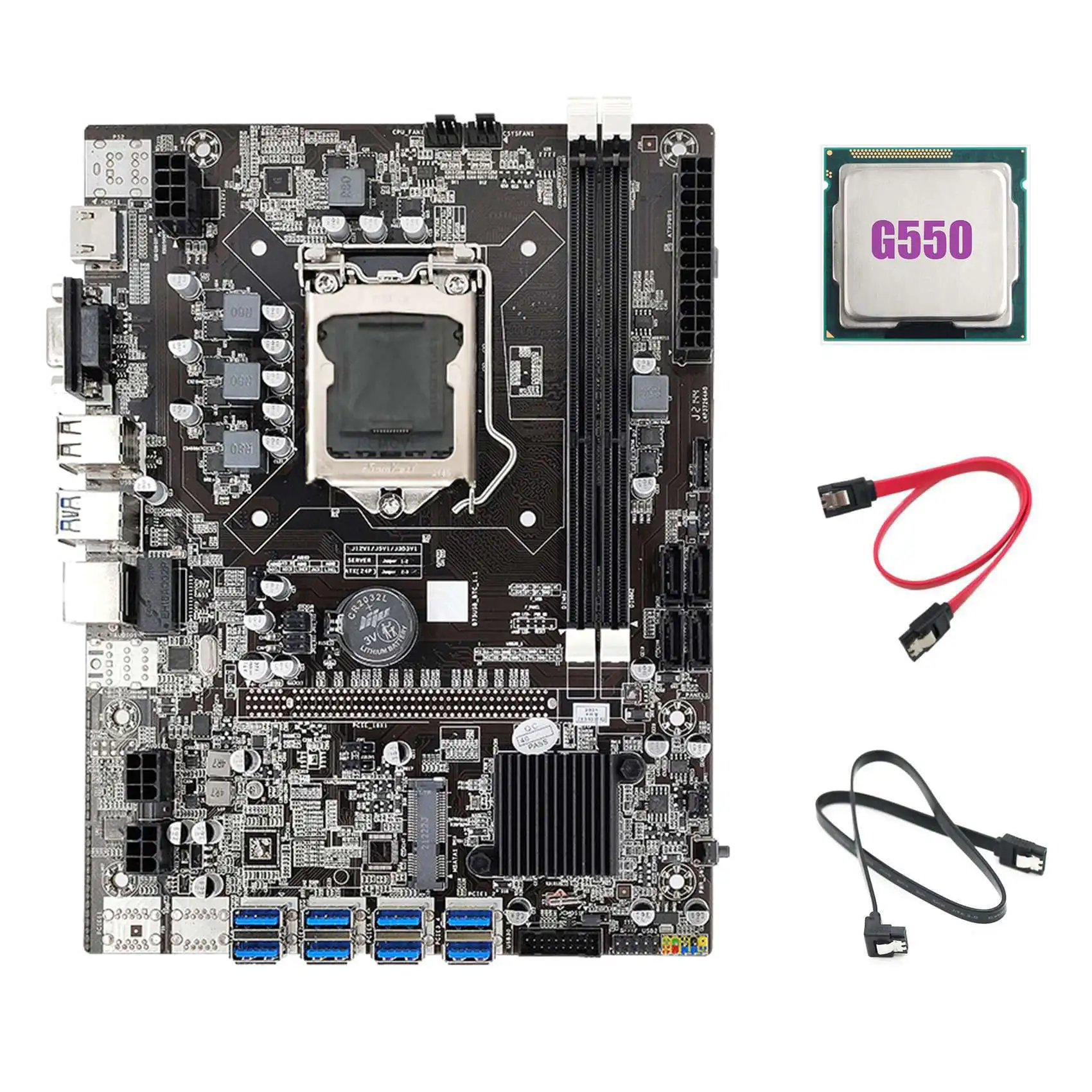 

B75 ETH Mining Motherboard 8XPCIE USB Adapter+G550 CPU+2XSATA Cable LGA1155 MSATA B75 USB Miner Motherboard