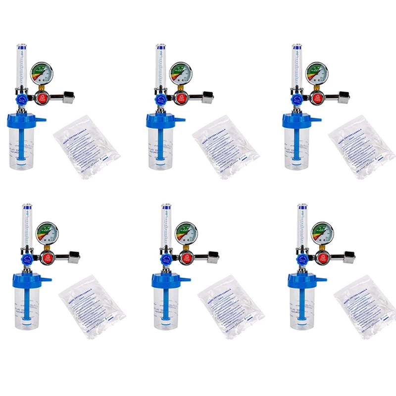 

6X регулятор кислородного давления, ингалятор, манометр, редукционный клапан G5/8 дюймов, расходомер, поглотитель, буйный ингалятор типа