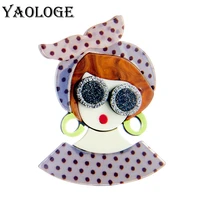 yaologe acrylic wear bowknot glasses sexy lady brooches for women exaggerated cartoon cute girl party badge brooch pin gift