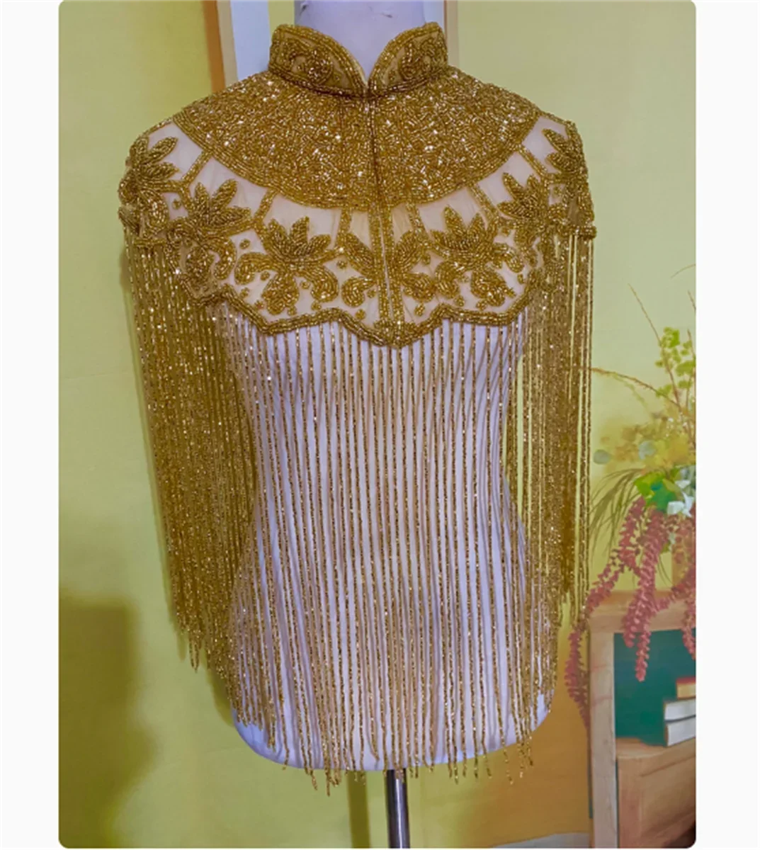 Индийская шаль из бисера для ногтей длинная кисточка Cheongsam облако плечо ручная