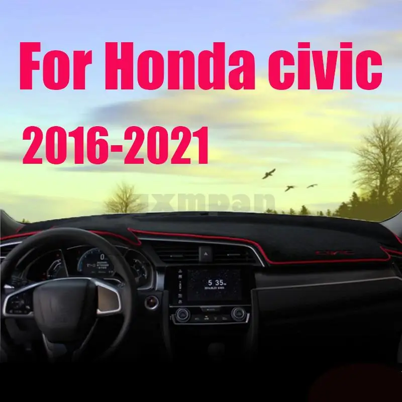 

For Honda Civic 10th 2016-2021 Car Dashboard Cover Dash Mat Sun Shade Pad Instrume Panel Carpets Accessories Civic Trim