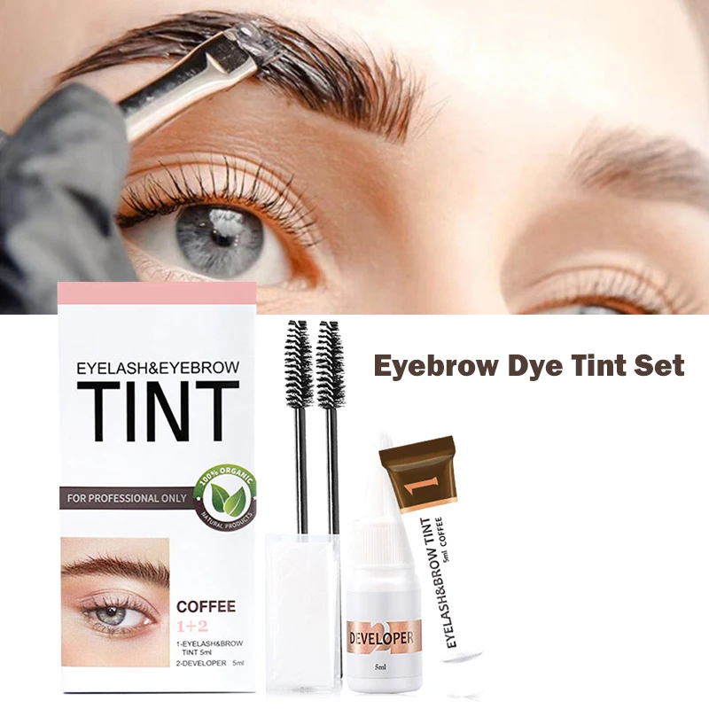 

1Set Eyelash Eyebrow Dye Tint Gel Eyelash Coffee Brown Black Color Tint Cream Kit Waterproof