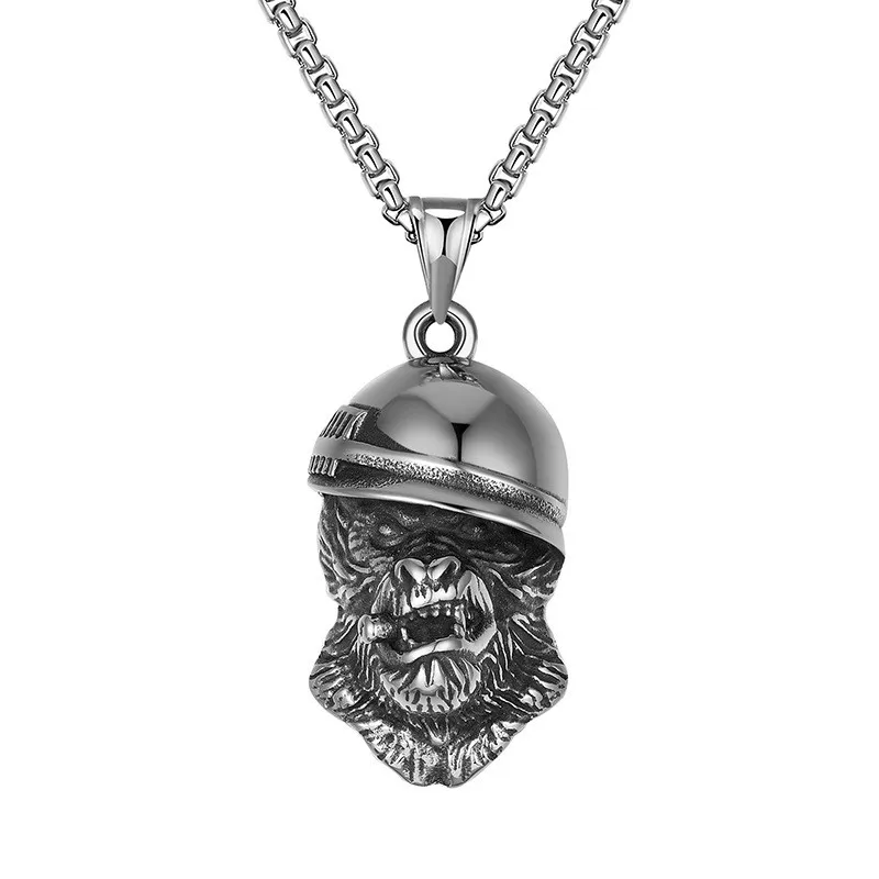 

2023New European and American Chimpanzees High Quality Men's Skull Pendant Necklace Hip Hop Party Gift