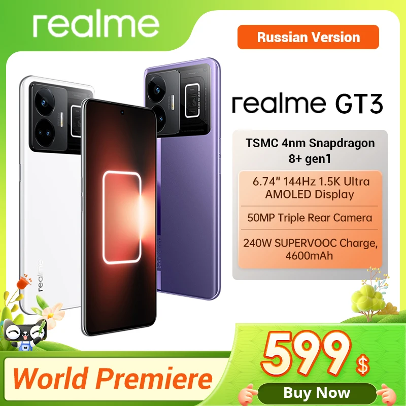 Realme GT3 240W SUPERVOOC Charge Snapdragon 8+ Gen1 6.74
