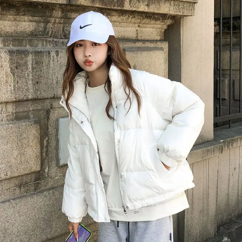 Short Down Padded Jacket Women 2024 New Version Stand-up Collar Winter Jacket Outwear Cotton Padded Coats Buttons Pockets S45