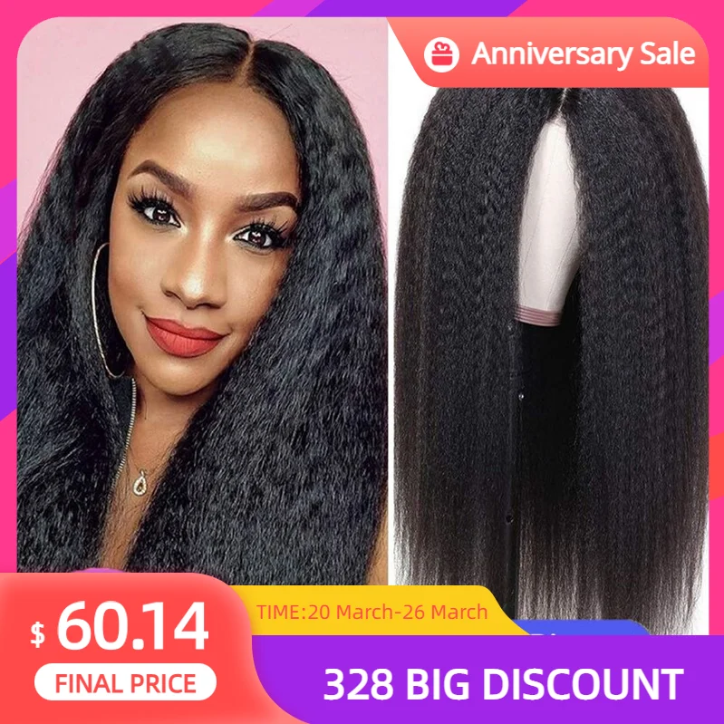 

30 Inch Raw Indian Kinky Straight Human Hair Wig Pre Plucked With Natural Hairline 4x4 Closure Wig 13x4 Lace Frontal Wig On Sale