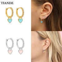 tiande silver color gold plated dangle earrings for women cute candy neon enamel heart charm drop earring 2022 jewelry wholesale