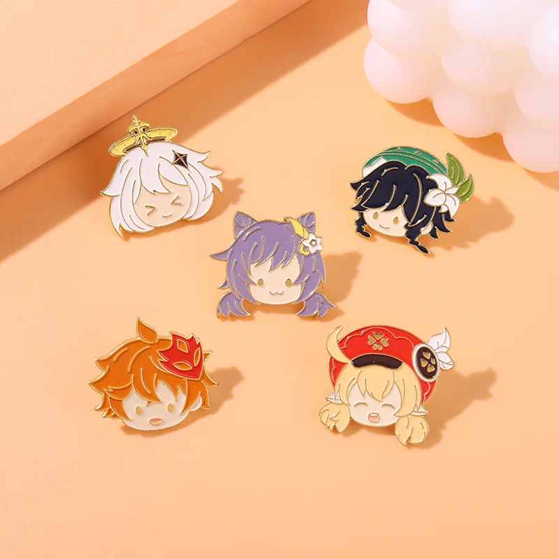 

Game Genshin Impact Anime Characters Enamel Pins Brooch Exquisite Xiao Klee Hutao Keqing Zhongli Element Badge Brooches Jewelry
