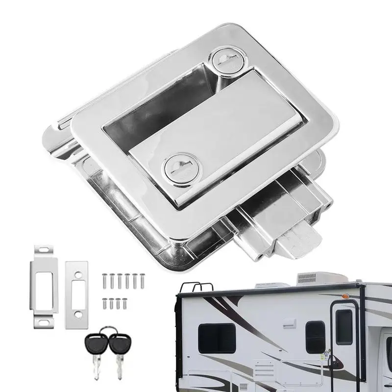 

Camper Door Lock Latch Handle With Built-in Deadbolt Camping Supplies Portable Access Control System For RV Motorhomes And