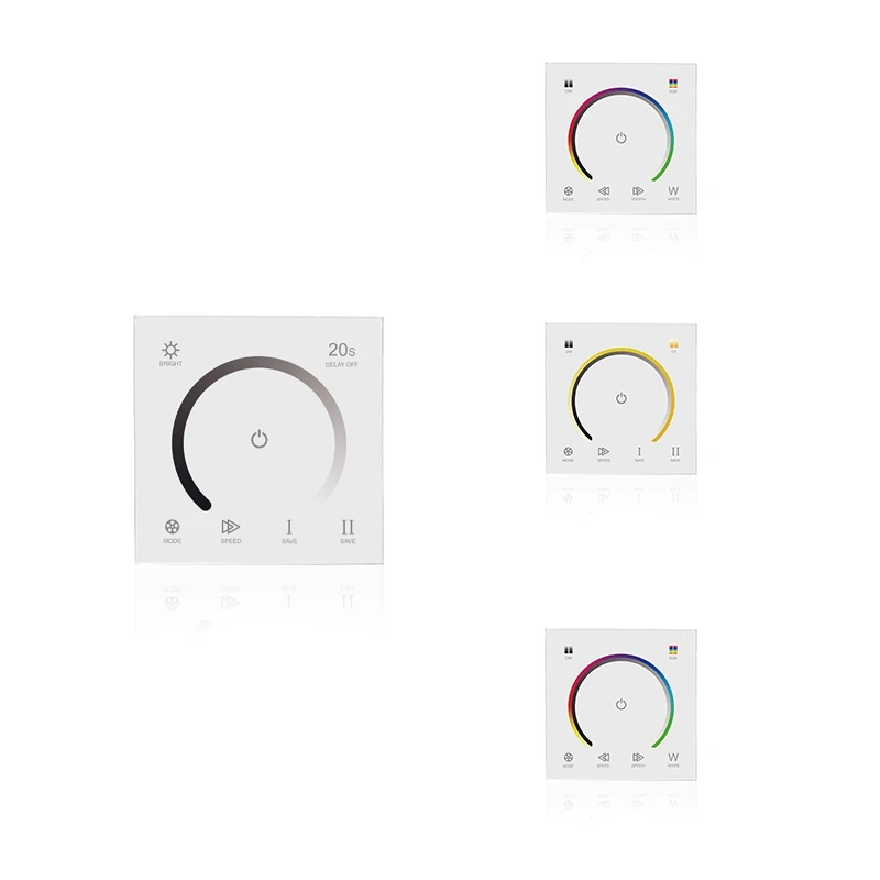 

1 Pcs 86 Sty Touch Panel Switch DC12V 24V Controller Light Dimmer Single Color/CT/RGB/RGBW LED Strip Wall Switch (MB05)