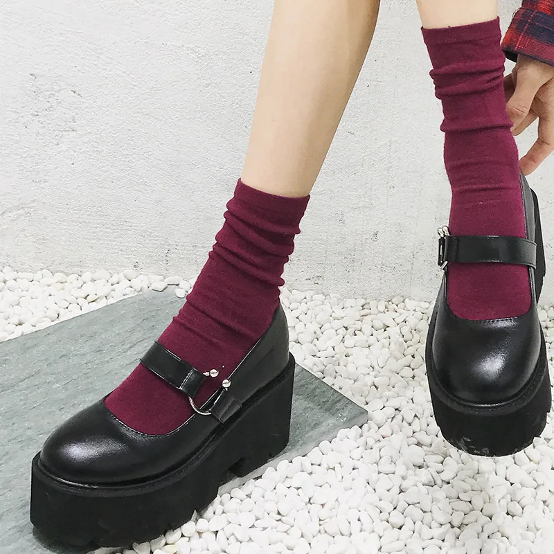 Women Platform Lolita Mary Jane Shoes Chunky High Heels Round Toe Cosplay Pumps Girls Black Gothic Student Shoes Plus Size 42