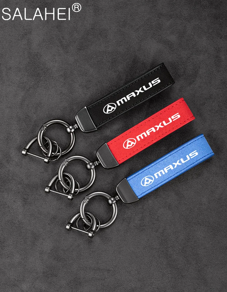 

High-quality Car Suede Leather Anti-lost Keychain Zinc Alloy Key Ring Charm For SAIC MAXUS LDV V80 FCV80 EV80 RV80 Accessories