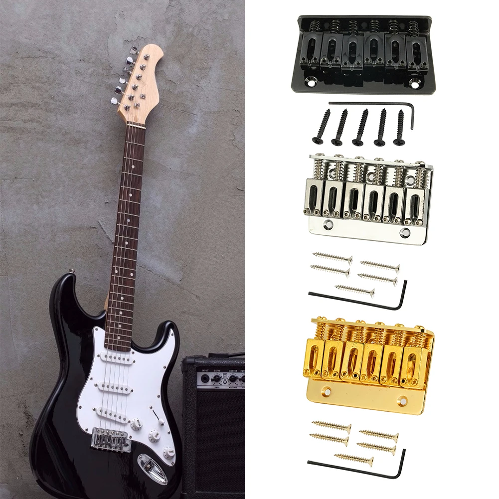6String Hardtail Saddle Bridge Top Load 65/78mm Guitar Electric Accessory with Screws Wrench for Fender Strat Tele - купить по