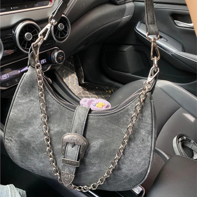 2023 Fashion Women's Armpit Bag Vintage Half Moon Bag Canvas Handbag Designer Shoulder Bag Small Handbag Protective Female Bagot