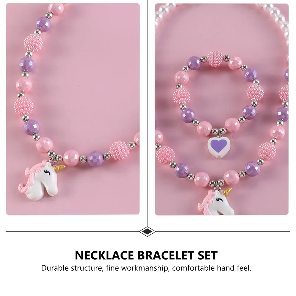 

2 Pcs Unicorn Bracelet Baby Bangles Neck Adornment Wrist Ornament Exquisite Ring Adorable Pendant Resin Baby Beautiful Chain
