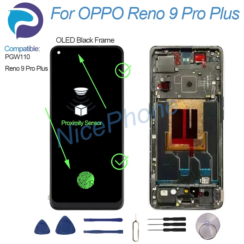 Фото Для OPPO Reno 9 Pro Plus ЖК-дисплей с цифровым преобразователем сенсорного экрана в сборе PGW110, Reno 9 Pro + Reno 9 Pro Plus ЖК-экран №3