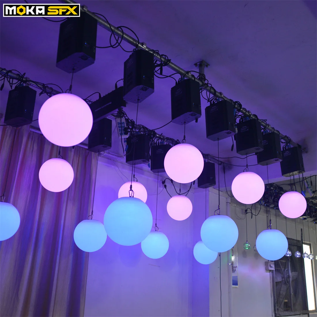 Фото MOKA SFX RGB DMX подъемный шар светодиодный эффексветильник для ночного клуба красочный кинетический сценический свет профессиональный вверх вн... №4