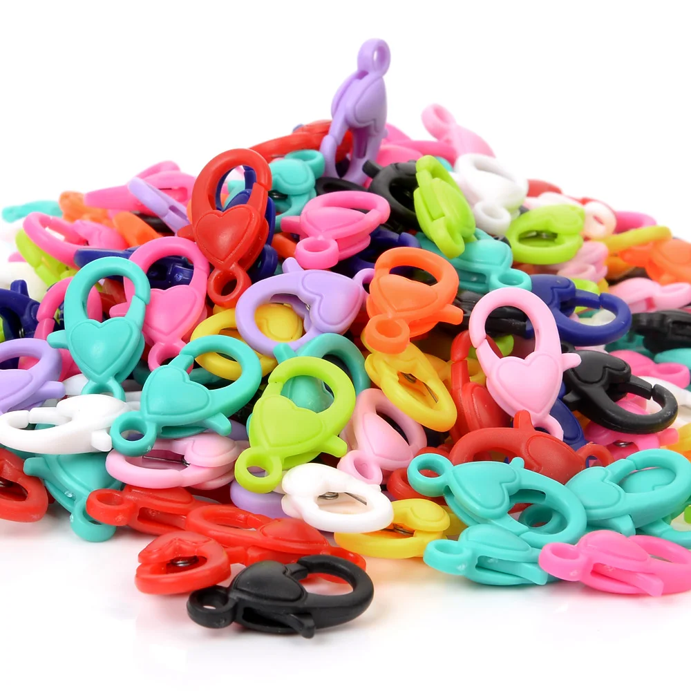 Разноцветная фурнитура для ювелирных изделий пластиковые крючки в форме сердца