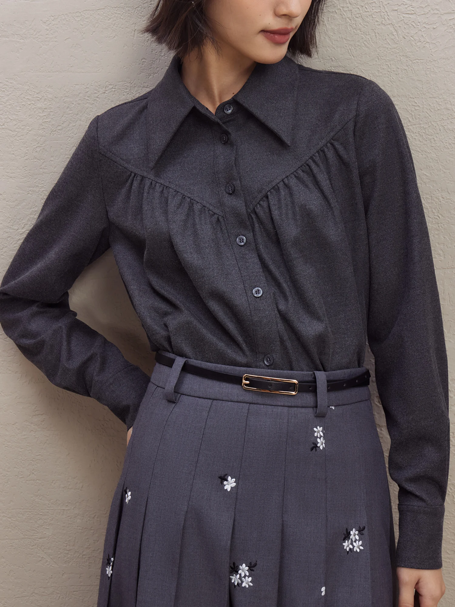 Женская плиссированная рубашка в французском стиле ZIQIAO