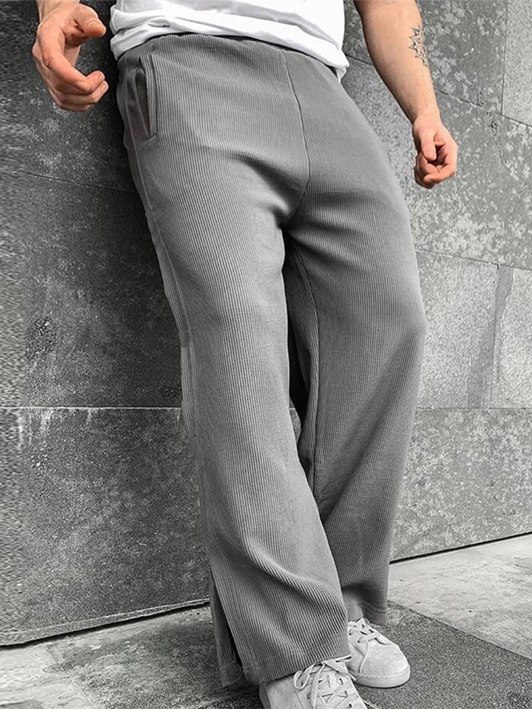 Брюки мужские в рубчик однотонные свободные модные брюки стиле Харадзюку с