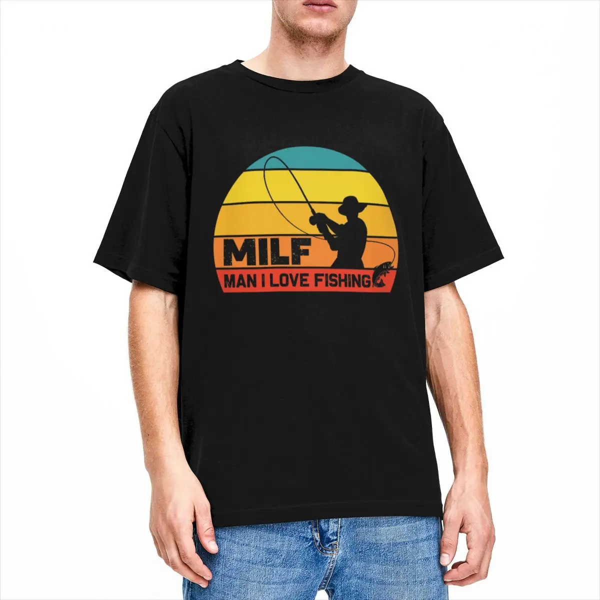 

Футболка с круглым вырезом для мужчин и женщин, хлопковая креативная рубашка с принтом «Я люблю рыбалку», забавный подарок для рыбалки