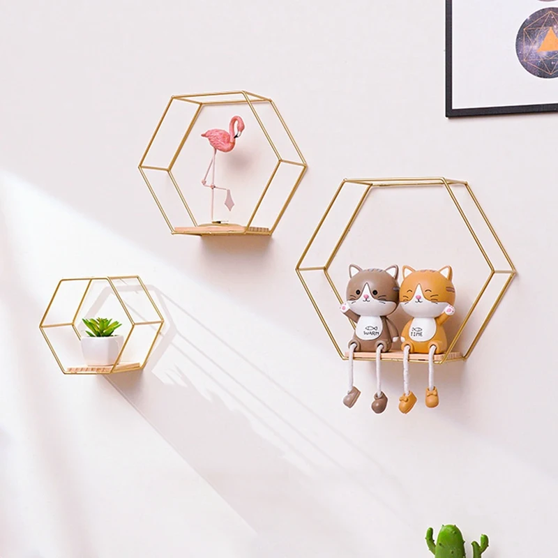 3 шт. шестигранные настенные стандартные полки металлические и искусственные