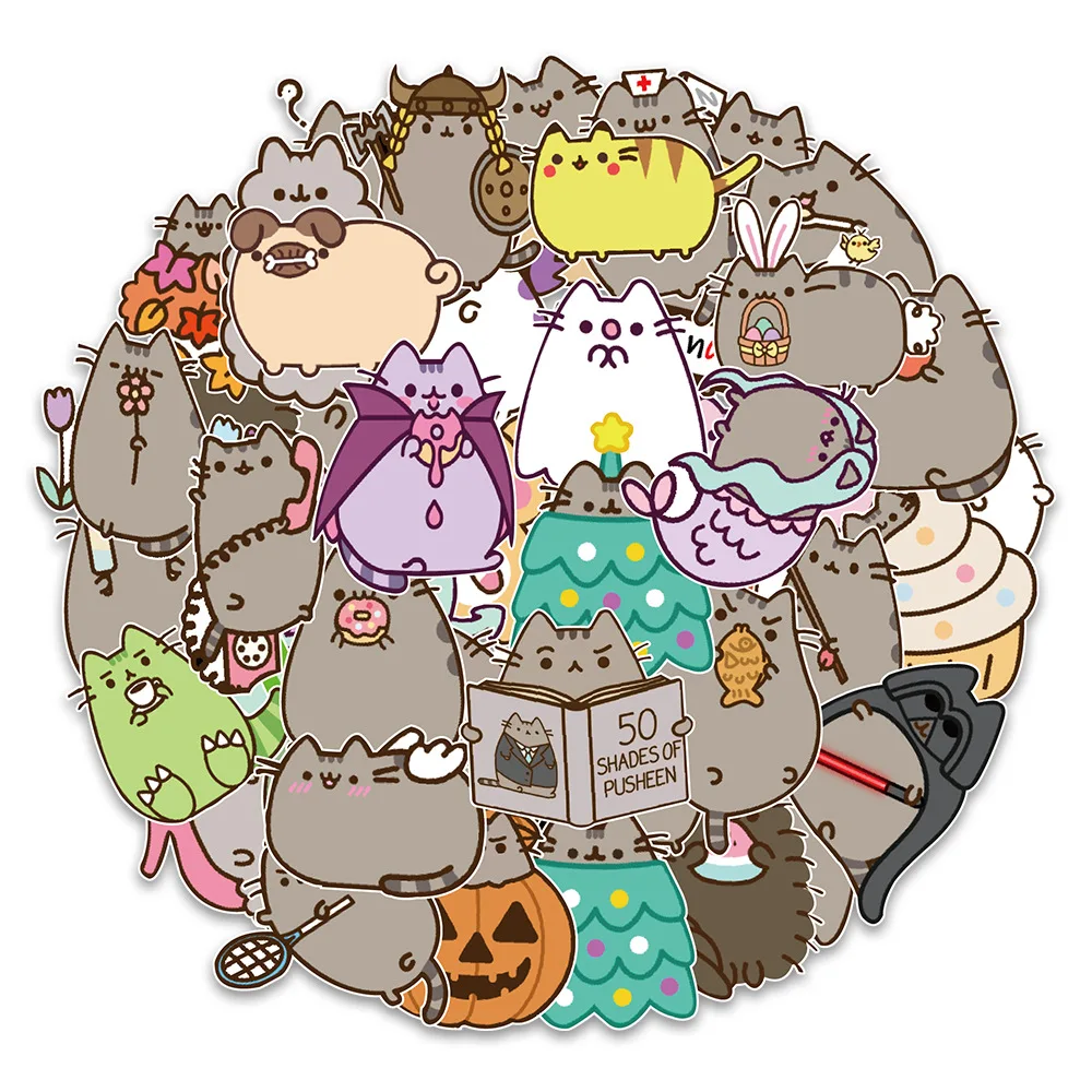 

50PCS Variety of Cartoon Anime Cute Pusheen The Simpsons Teenage Mutant Ninja Turtles Lots of Waterproof Kids Stickers