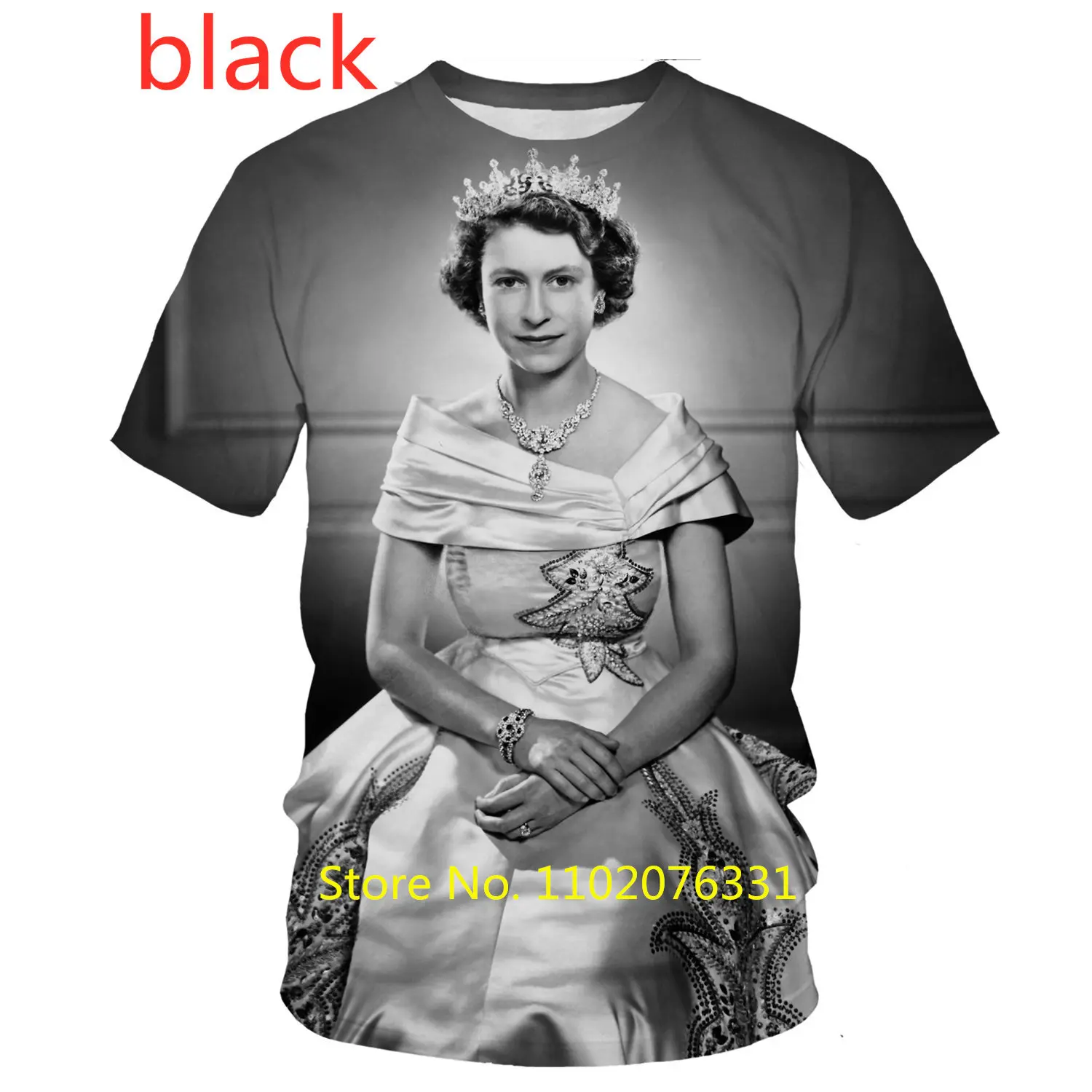 

2022 New Fashion The Queen of England 3d T Shirt Men/Women Anniversary Tee Shirts Casual Round Neck Short Sleeve